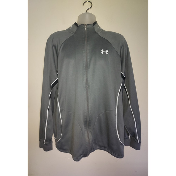 Under Armour Mens Track Jacket XL Long Sleeve Full Zip Athletic Polyester Gray - Picture 1 of 8
